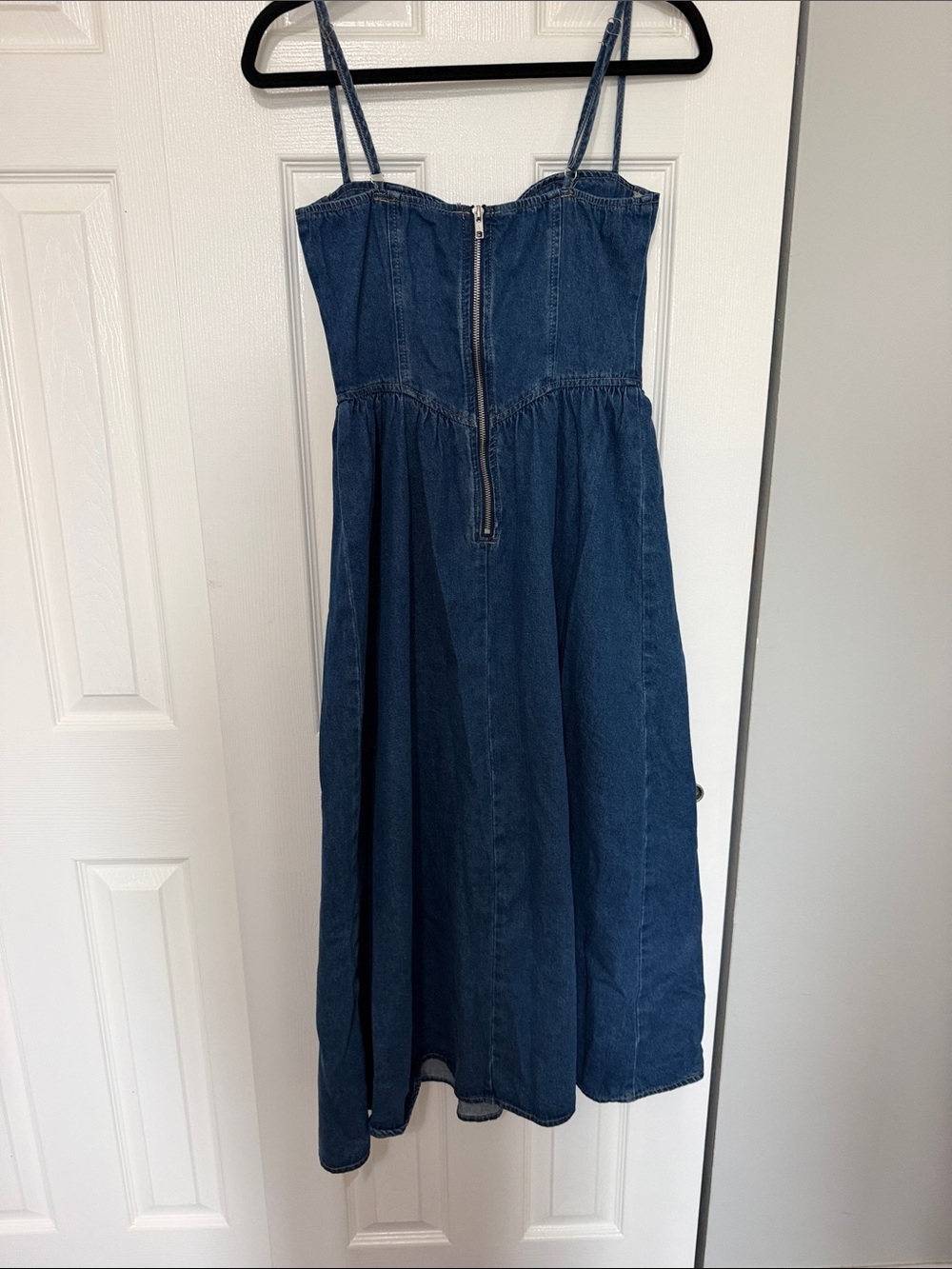 COMMENSE Sweetheart collar Denim Maxi Dress - Picture 8 of 11